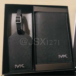 Michael Kors Saffiano Leather Passport Case and Luggage Tag Gift Set